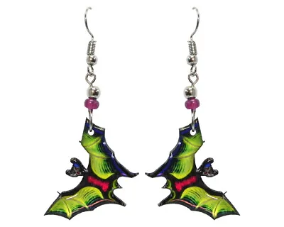 Bat Earrings Handmade Dangle Spooky Halloween Jewelry Holiday Themed Accessories • $13.99