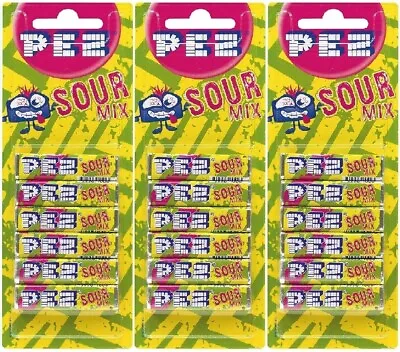 3x PEZ Refills 6 Pcs Pack Sour Mix Flavour Sweets For PEZ Dispenser (18 Refills) • $9.76