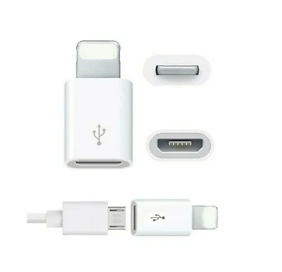 Micro USB To 8 Pin Adapter Compatible With IPhone X 11 12 Pro 6 7 8 IPod IPad • £3.39