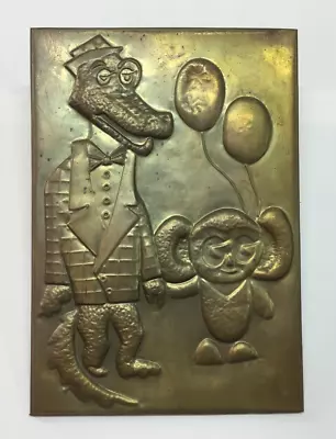 Vintage Soviet Copper-chasing.Crocodile Gena And Cheburashka. Original. 1970-80. • $20