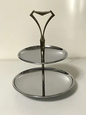 Vintage KROMEX Chrome 2 Tier Serving Tray Made In USA • $12