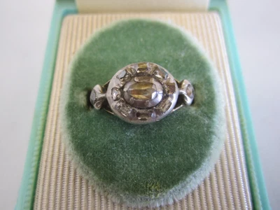 £1336.52 • Buy Georgian Rose And Table Cut Diamond Cluster Yellow Gold And Silver Ring Size 4