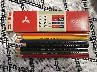 Mitsubishi Pencil Colored Pencil Dermatograph 7600 7 Pencils Japan • $21