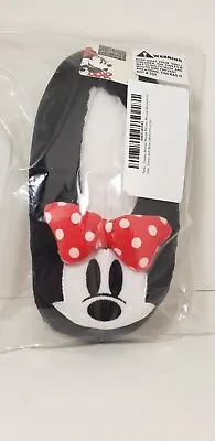 Disney Minnie Mouse Women's Black Red Polka Dot Bow Size M/L House Slippers • $24.95