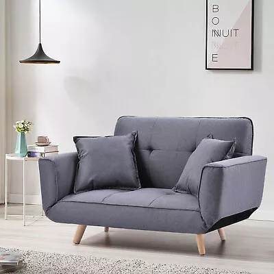 2 Seater Recliner Sleeper Sofa Bed Plush Velvet Compact Loveseat Couch Wood Legs • £176.99