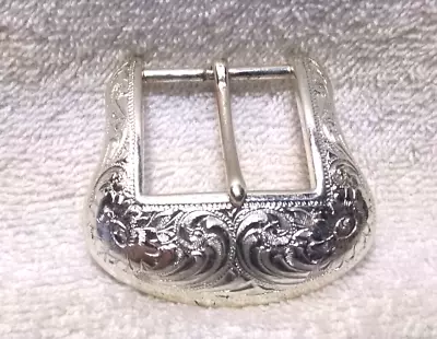 Silver Shiny Engraved Silver Swirl Western Belt Buckle Great Vintage Condition • $17.99