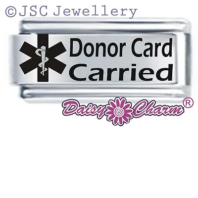 Daisy Charm MEDICAL ALERT Donor Card Carried - Fits Italian Modular Bracelet • £5.81