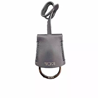 TUMI Dark Navy Leather Keychain Ring Monogram Logo • $14.99