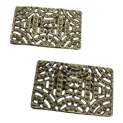 Vintage MUSI Shoe Clips Mod Metal Filigree Textured Deco Geo • $12.97