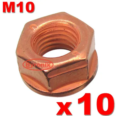 £5.85 • Buy Bmw Exhaust Nuts M10 Manifold Pipe Catalyst Hex Flange Self Locking Lock Copper