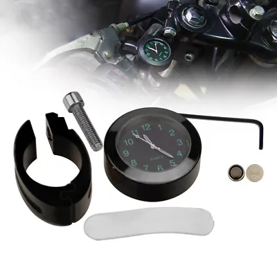 Motorcycle Handlebar Mount Black Dial Clock Watch For Cafe Racer Dirt Bike ATV • $14.99