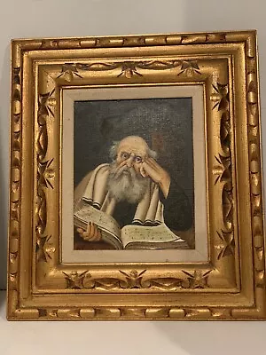Rabbi In Study -large Original Oil On Canvas Signed And Framed • $150