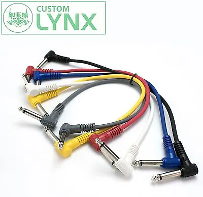 £5.95 • Buy 6 X 30cm Mono Right Angled Jack Patch Cables. Guitar Effects FX Pedal Leads 1/4 