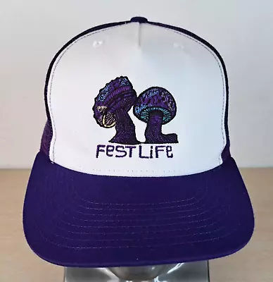 Fest Life Mushrooms Logo Adjustable Snapback Trucker/mesh Hat/cap Purple Music • $22.99