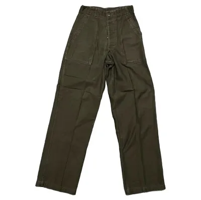 Vintage 50’s U.S. Military OG-107 Korean War Era Sateen Trouser Pants W26 L30 • $79.99