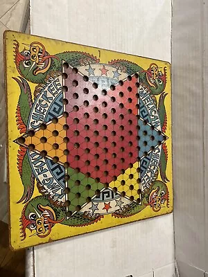 VINTAGE 1938 Straits King Foo Chinese Checkers Board Double Sided Checkerboard  • $20