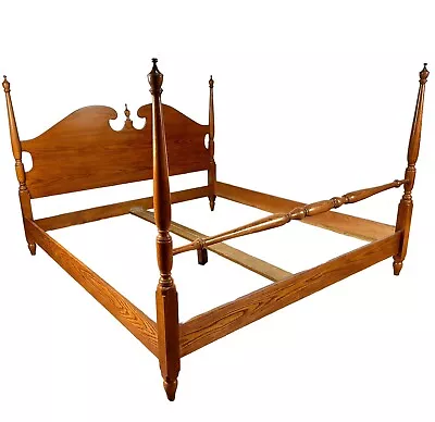 Drexel Carleton Oak King Sized Poster Bed • $1495