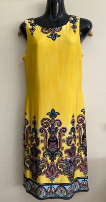 $30 • Buy Joseph Ribkoff Size 12 Paisley Print Neck-hem Trim Sleeveless Lined Midi Dress