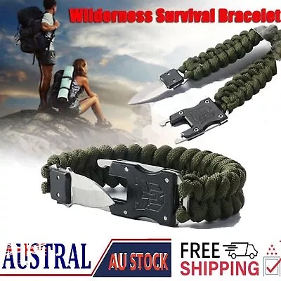 Survival Paracord Bracelet Knife Emergency Camping Hiking Parachute Tools • $11.92