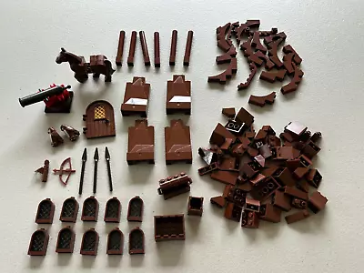 LEGO Bulk Brown Castle Lot Rock Walls Gate Arches Slopes Horse Cannon 100 Pcs • $22.39