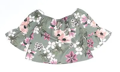 Miss Evie Girls Green Floral Polyester Basic Blouse Size 8-9 Years Off The Shoul • £3.75