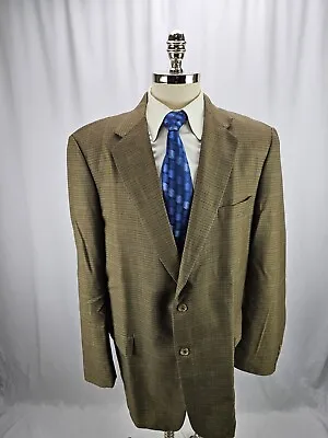 The Custom Shop Clothiers Bespoke Men's Brown Houndstooth Wool Blazer Jacket 50L • $56