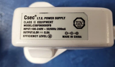 £6.99 • Buy Genuine CS6F060080FB 6v DC Power Supply For Motorola Baby Monitor