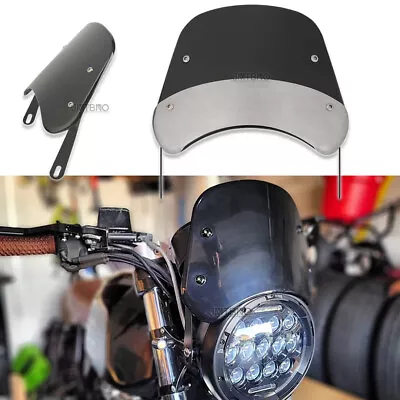 Universal 5 -7  Headlight Motorcycle Windshield Wind Deflector Windscreen Smoke • $26.25