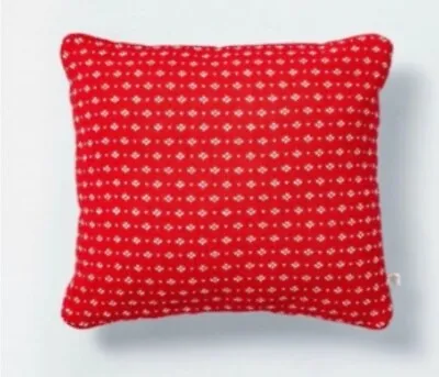 14 X14  Sweater Fleck Jacquard Knit Square Throw Pillow Red/White Hearth & Hand • $13.99