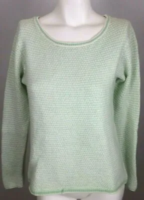 J. CREW Women's Sweater Sz Medium White Green Long Sleeve Wool Blend • $29.99
