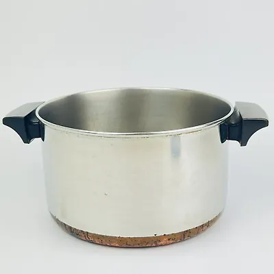 REVERE WARE 4 Quart Qt Copper Bottom Steel Stock Pot Pan Vintage Made In USA • $18.99