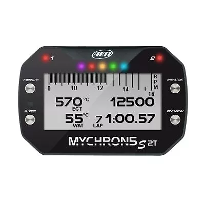 AiM MyChron5S 2T GPS Kart Datalogger Dash - Inc EGT Sensor & Black/Yellow Lead • $775.85