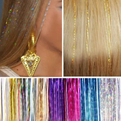 Long Hair Tinsel Sparkle Glitter Extensions Highlight Party Wedding • £2.19