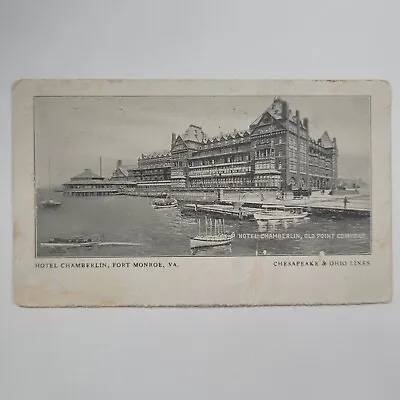 Hotel Chamberlain Fort Monroe VA Chesapeake & Ohio Antique Lithograph Postcard • $7.89