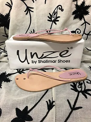 Leather Flip Flops With Pink Thong Steps Size 6 Brand New In Box • £12