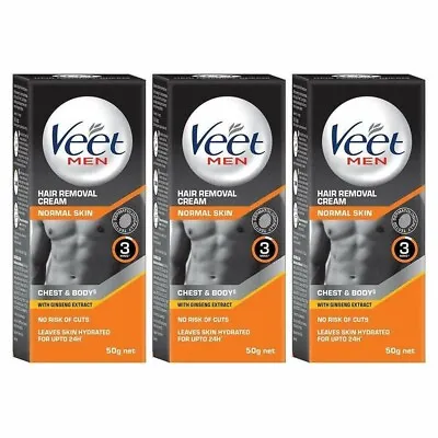 Veet Hair Removal Cream For Men Normal Skin - 50g Each (Pack Of 3) • $39.78