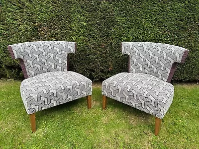 Designers Guild Fabric Escher Zinc Chair Pair Chairs Upholstered • £280