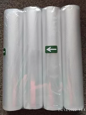 £12.99 • Buy 4X 20cm & 28cm  TEXTURED VACUUM SEALER ROLLS SOUS VIDE FOOD SAVER STORAGE BAGS 