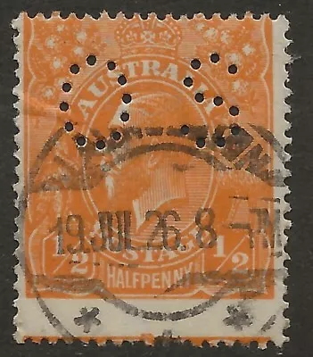 KGV        1/2d  ORANGE    SINGLE WATERMARK   OFF-CENTRE & OFFICIAL • $10.50