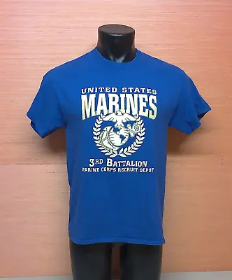 US Marines Marine Corps Recruit Depot MCRD 3rd Battalion Blue T-Shirt Sz Medium • $12.99