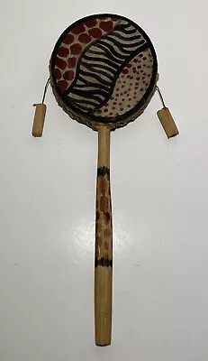 Vintage Hand Spin Monkey Drum Double Sided Percussion Rattle Instrument Africa • $34.99