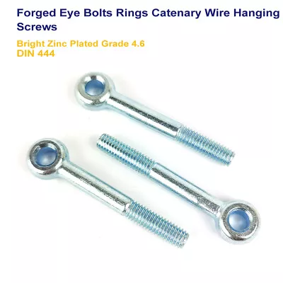 FORGED EYE BOLTS RINGS CATENARY WIRE HANGING SCREWS ZINC PLATED M10 - 10mm • £3.19