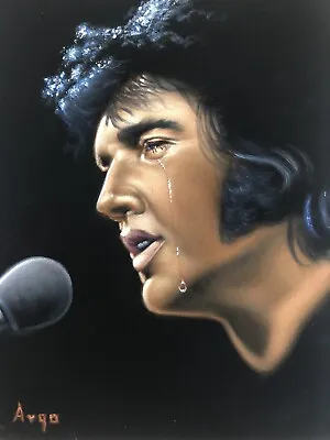Elvis Presley The King Black Velvet Original Oil Painting Handpainted Signed Art • $185