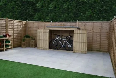 Pent Large Outdoor Store Pressure Treated Bike Shed Double Door No Floor • £219.99