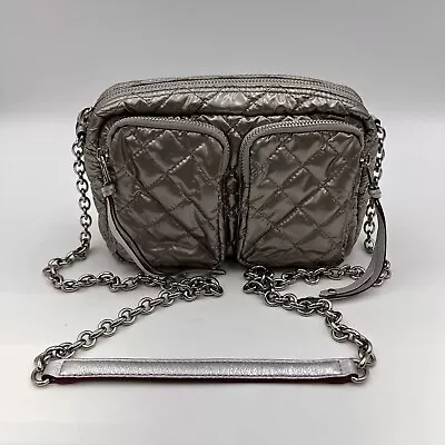 MZ Wallace Iridescent Silver Crossbody Bag Quilted • $129.99