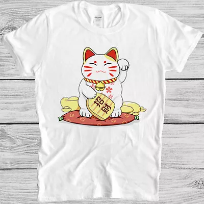 Maneki Neko Chinese Lucky Cat Happy New Year Cute Japanese Gift Tee T Shirt 4047 • £6.35