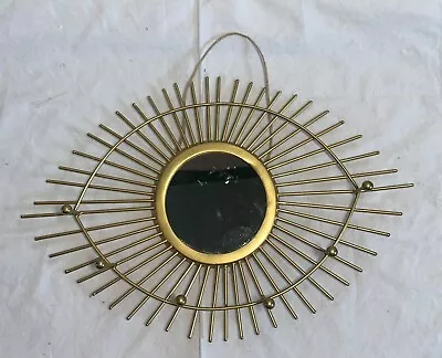 World Market Gold Tone Eye Wall Jewelry Holder W/Mirror MCM Retro Style 6 Hooks • $24.95