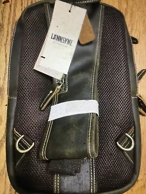 LANNSYNE Vintage Full Grain Leather Sling Bag Crossbody Chest Daypack • $29