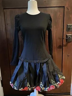 Monnalisa Chic Black Spanish Flare Embroidered Dress- Teen Size L • $75