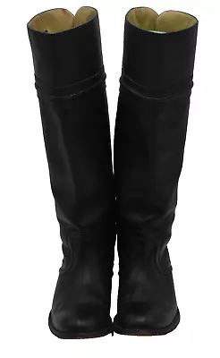 Frye Women's Leather Riding Boots Black Size 5.5B Melissa Trapunto Knee High • $39.95